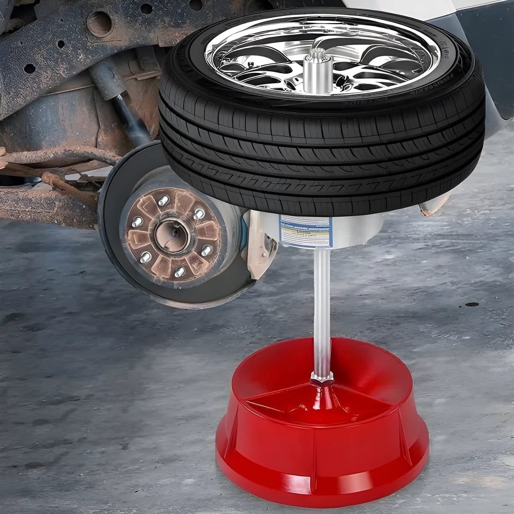 Portable hub balancer for car and truck wheels with aluminium head and enamel finished base