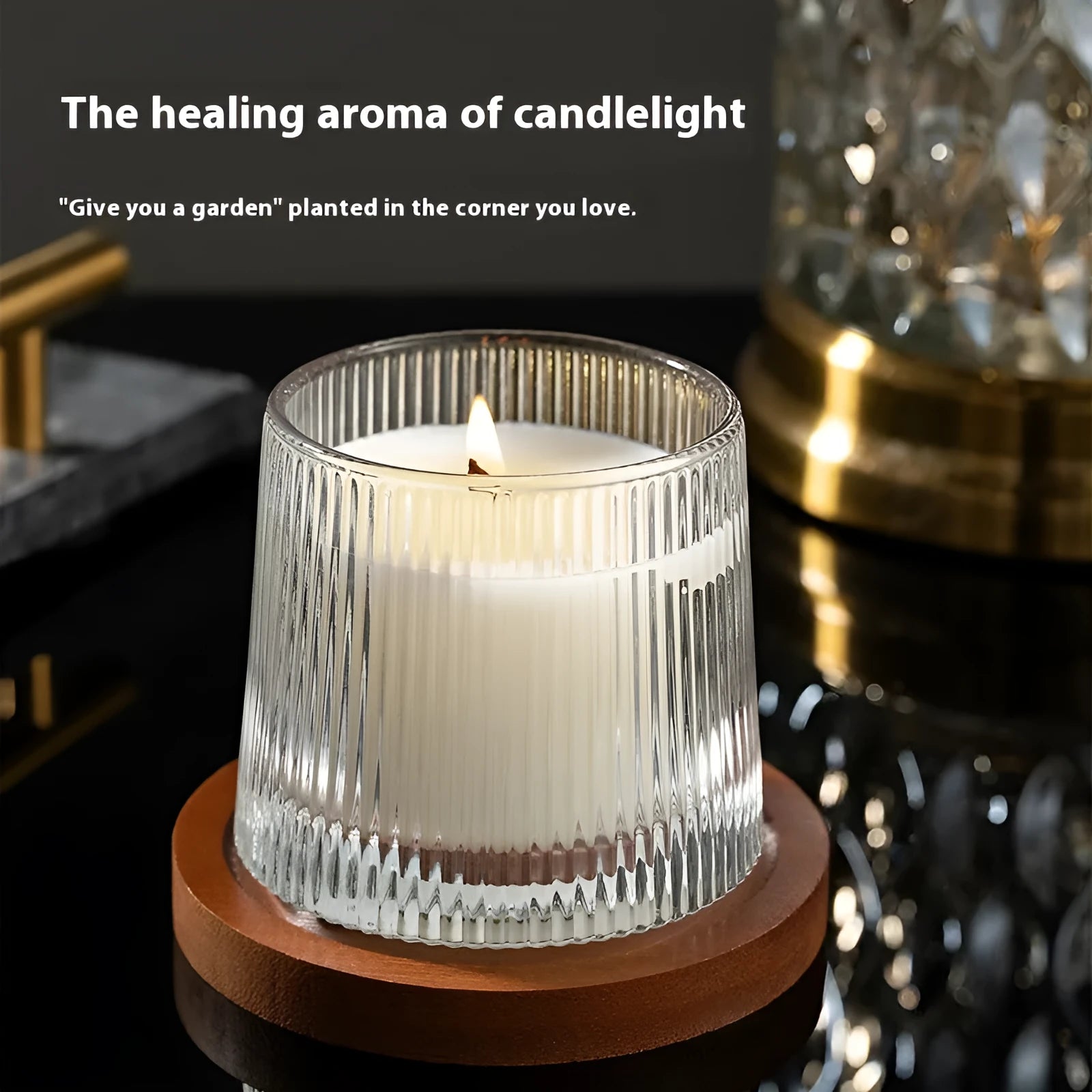 Soy wax aromatherapy candle in cup shape with rotating design, available in multiple fragrances