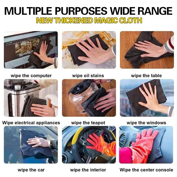 Thickened magic microfiber cleaning cloth in black, grey or white, 20x30cm to 50x80cm, for glass, mirrors and cars