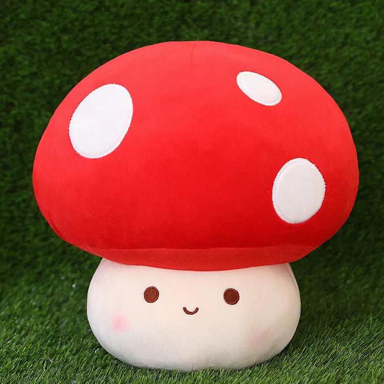Children's mushroom plush pillow toy made of PP cotton, available in 23cm 30cm 60cm heights and mushroom colours