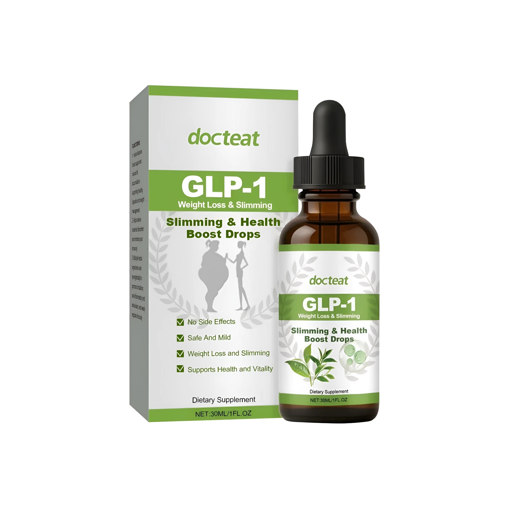 30ml bottle of natural gut health supplement drops with dropper for precise dosage