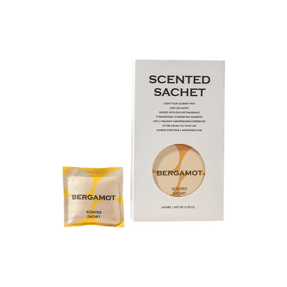Fenmeiyi car vent aromatherapy sachet in gift box with magnet clip and ribbon, 7x7 cm