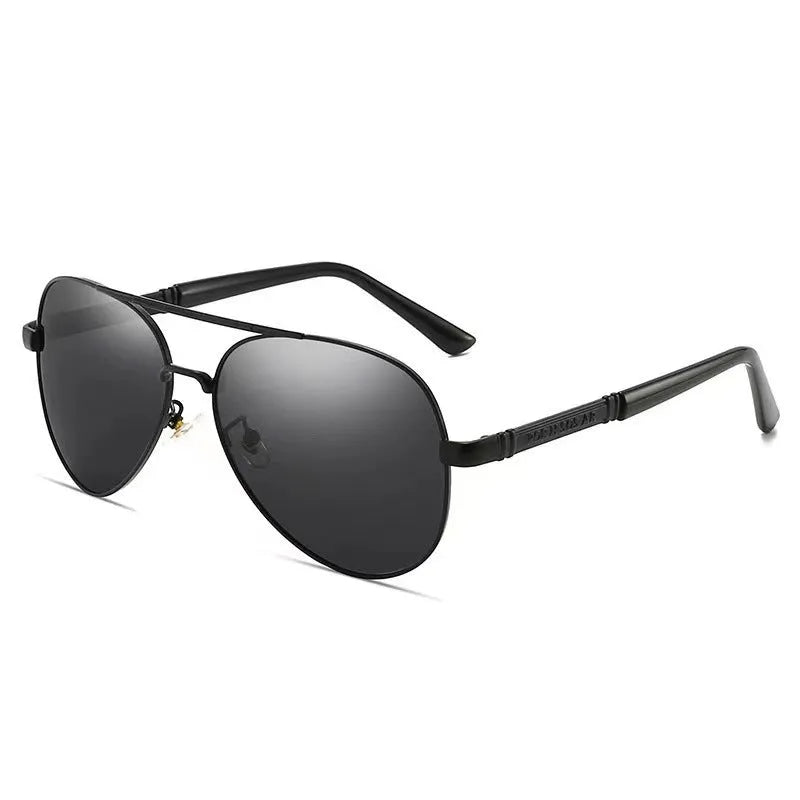 Men's polarised sunglasses with a metal frame, available in gold, black, and silver colour options.
