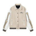 Women's bone stitch embroidered woolen jacket in apricot colour