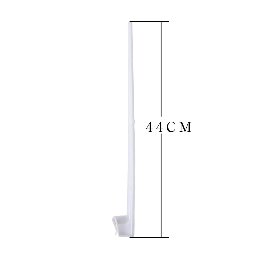 10 white plastic car window flag pole holder clips on a white background.
