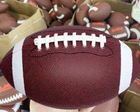 Machine sewn children's training American football No.9 size in maroon and brown PU leather