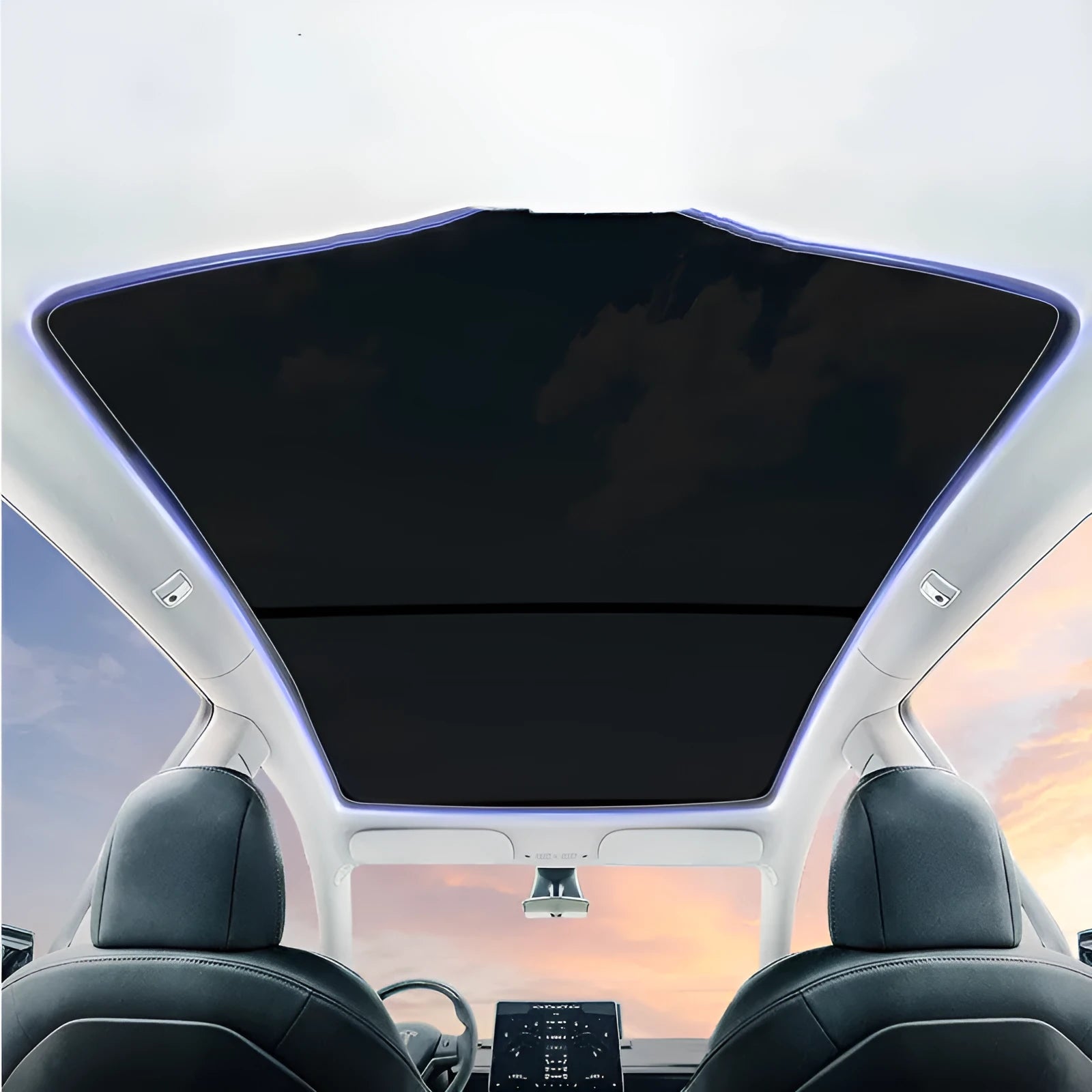 Aluminium foil sunroof sunshade for Tesla Model Y and Model 3 with black shade cloth heat insulation