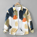 Loose fit casual cotton top with printed colour pattern and long sleeves in cardigan style