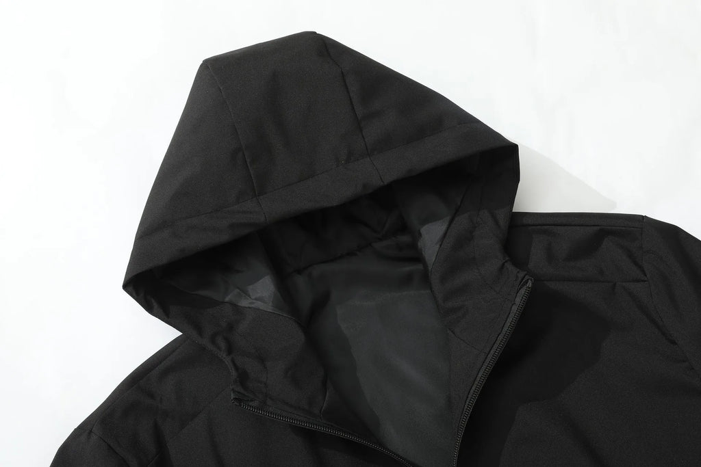 Men's polyester long sleeve outdoor wild jacket in spring and autumn, available in black, grey, and ivory white
