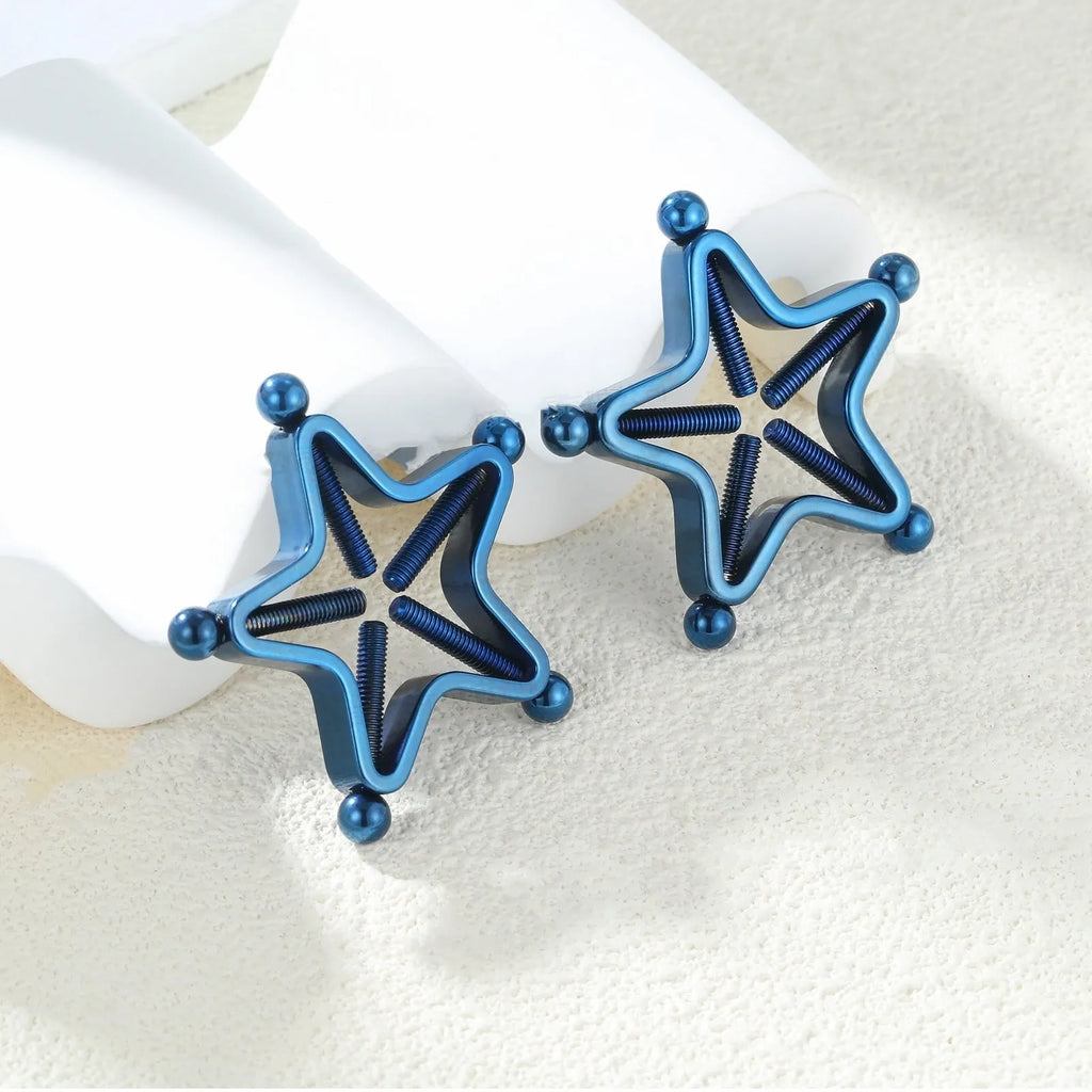 Stainless steel screw adjustable nipple ring in geometric shape, steel colour finish