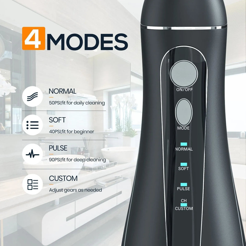 Black Prooral portable oral irrigator electric water flosser for adult home dental care