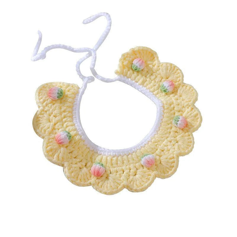 Handmade wool embroidered cat collar for British Shorthair cats in cartoon style.