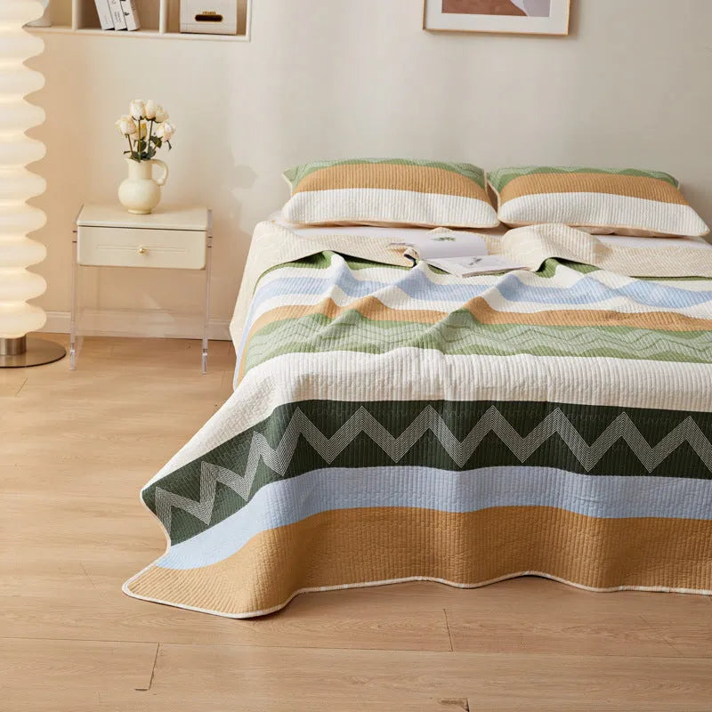 Pure cotton printed bed sheet set in modern simple style with reactive dye patterns