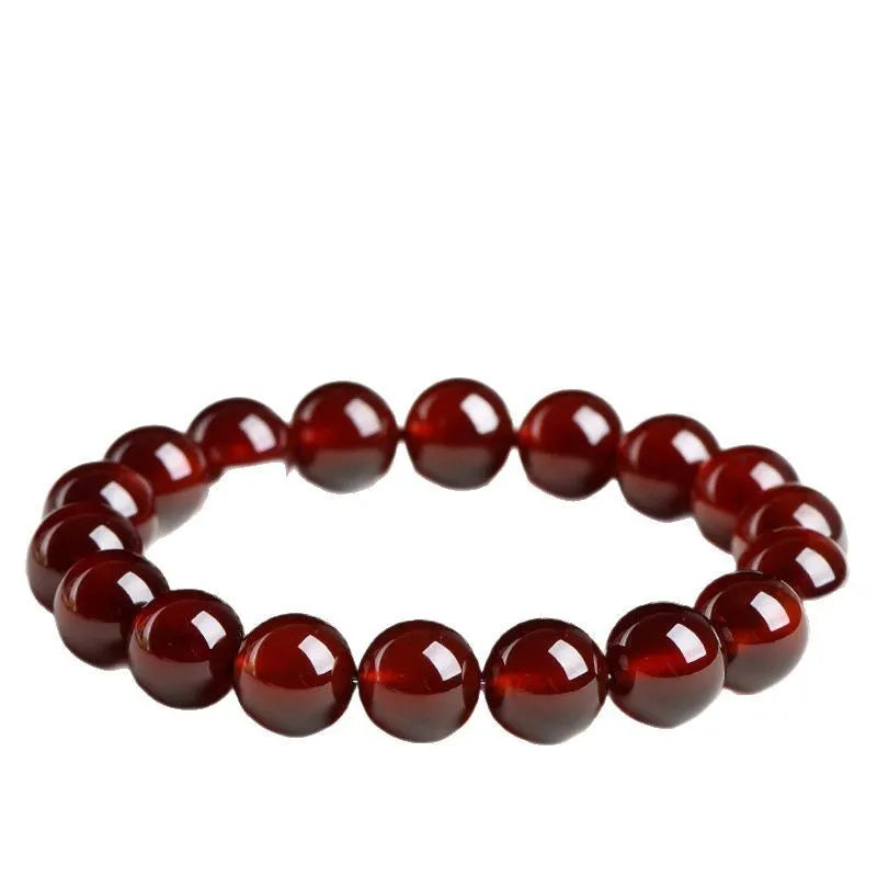 Natural orange red garnet ball bracelet with Ruyi elements in retro unisex design