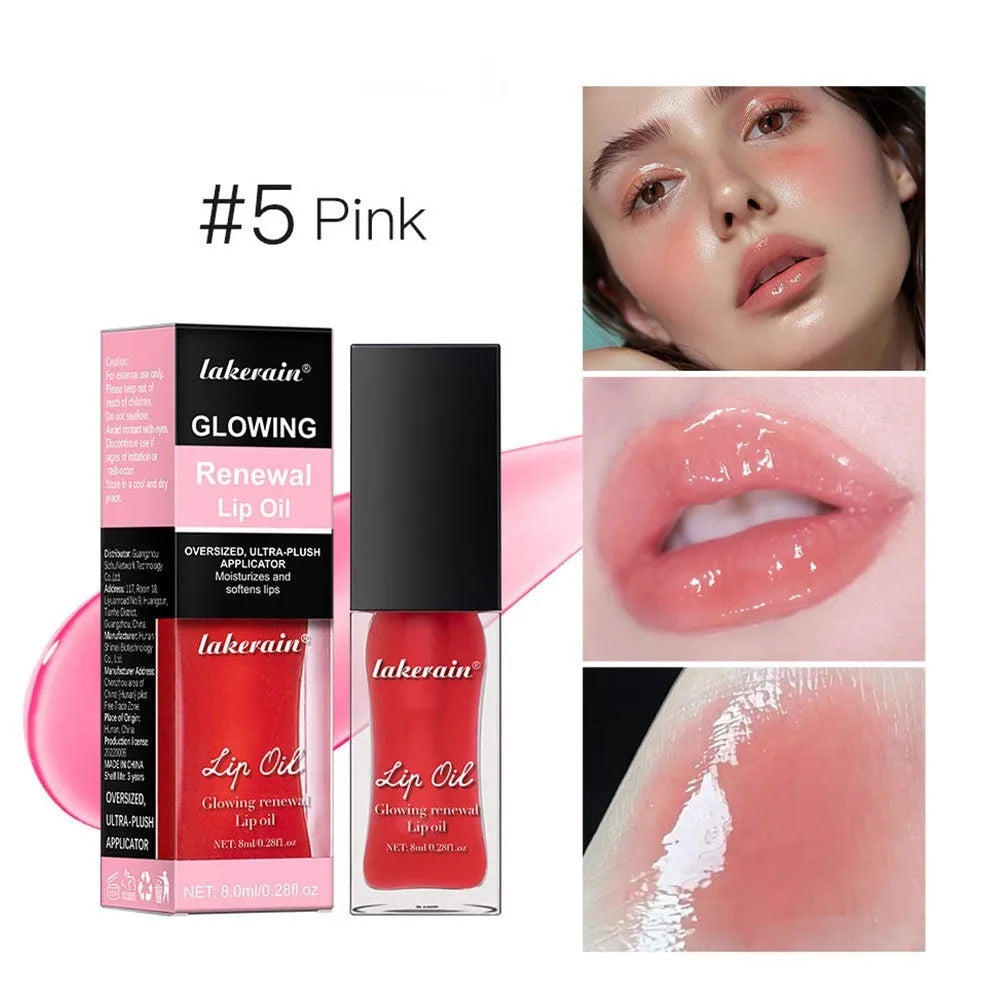 8ml lip oil in seven colour options: coral, clear, honey, jam, pink, red and rose