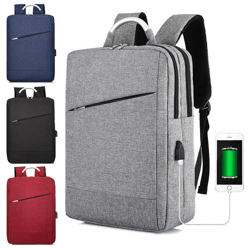 Men's fashion casual rechargeable multifunctional backpack 16-inch USB charging anti-theft business travel bag in grey