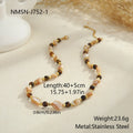 18K gold plated stainless steel necklace with natural stone beads geometric pendant women's jewellery