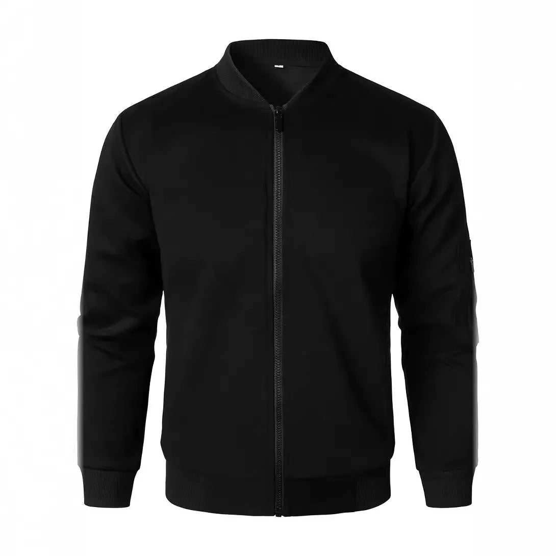 A man's loose-fit knitted jacket in a business-casual style with long sleeves