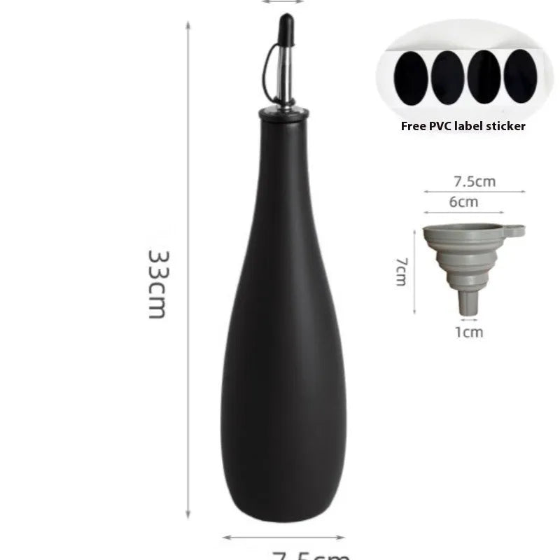 Ceramic kitchen oil pot with sealed spout and conical funnel for cooking oil storage