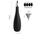 Ceramic kitchen oil pot with sealed spout and conical funnel for cooking oil storage