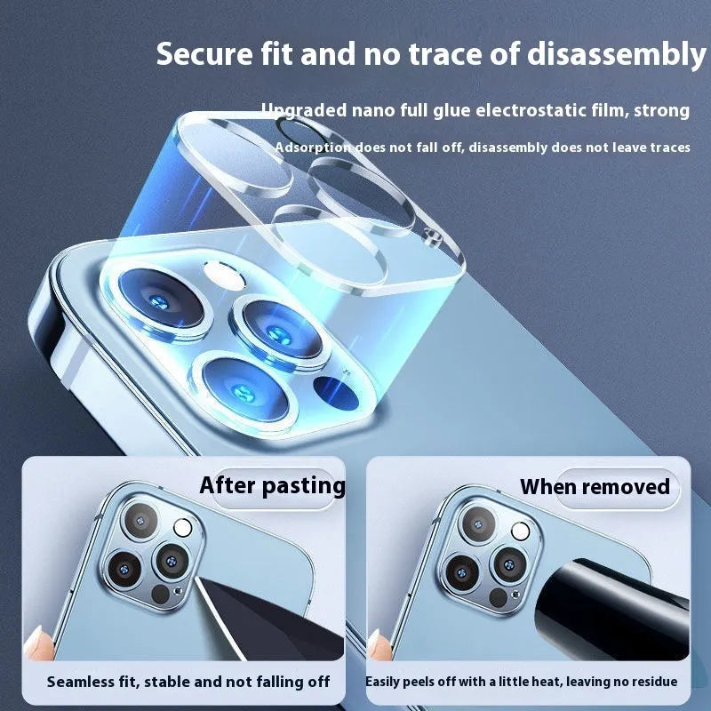 Tempered glass camera lens protector film for iPhone 11 to 15 rear camera, transparent or silk screen
