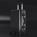 Aluminium magnesium alloy metal suitcase with striped pattern in black, gun, silver, metallic blue or red