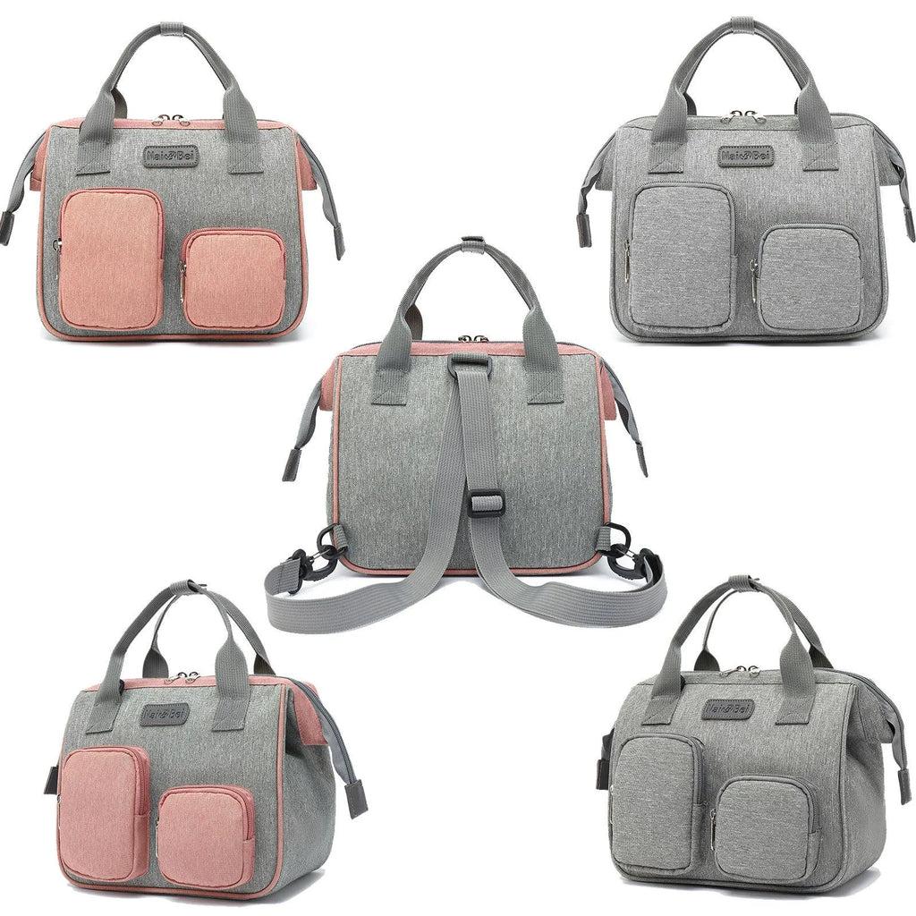 Waterproof Oxford cloth shoulder handbag with three-dimensional external pockets and internal organisation compartment