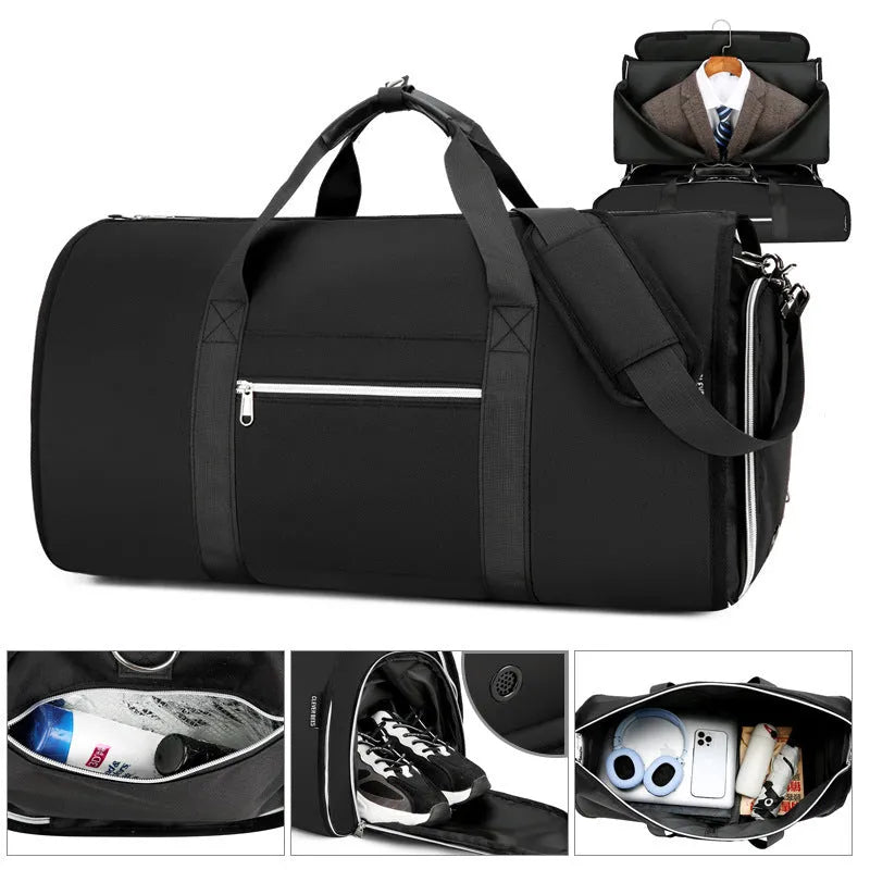 Oxford cloth sports bag in grey with expansion zip and wet dry separation compartment