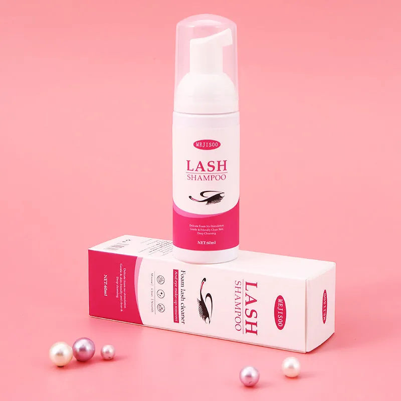 60ml bottle of lash shampoo mousse eyelash cleaning solution, 3.7cm wide.