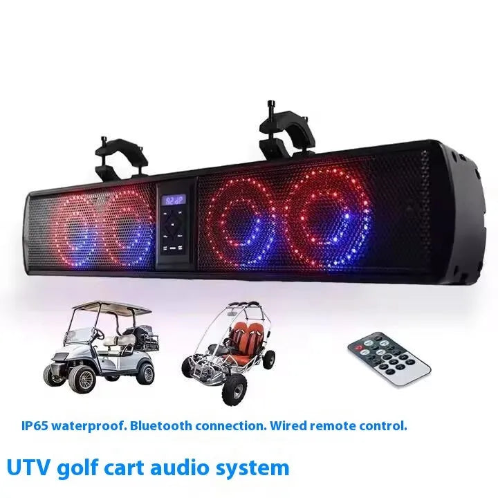 Personalized beach car strip Bluetooth audio belt system for golf carts and ATVs
