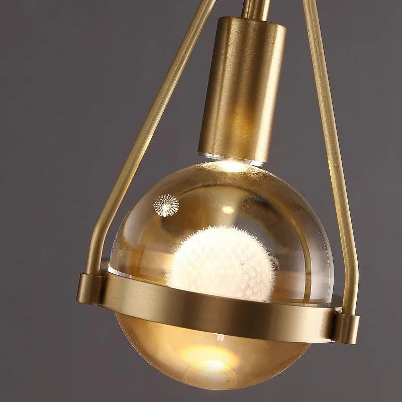 Copper crystal chandelier modern minimalist bedroom light with multiple head configuration options