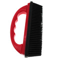 Red pet hair removal brush measuring 160x85mm for grooming dogs cats and cleaning car seats upholstery