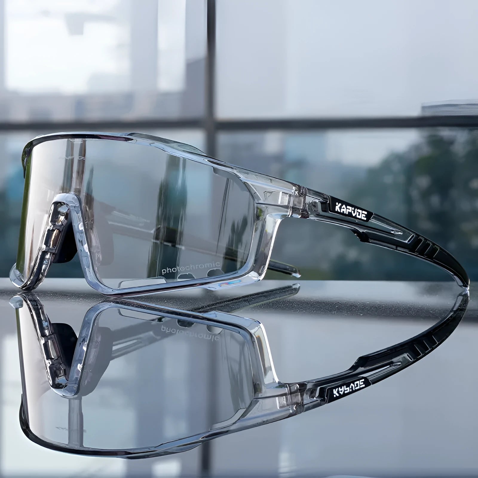 TR90 frame photochromic cycling sunglasses with semi-rimless design in multiple colour options