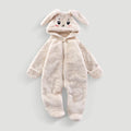 Boys and girls jumpsuit thermal pajamas in dark khaki cloth colour, thickening polyester fibre sleepsuit for babies and toddlers.