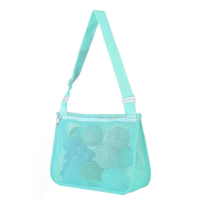 Blue nylon mesh children's travel storage bag with sealing function, 20x25x8 cm dimensions