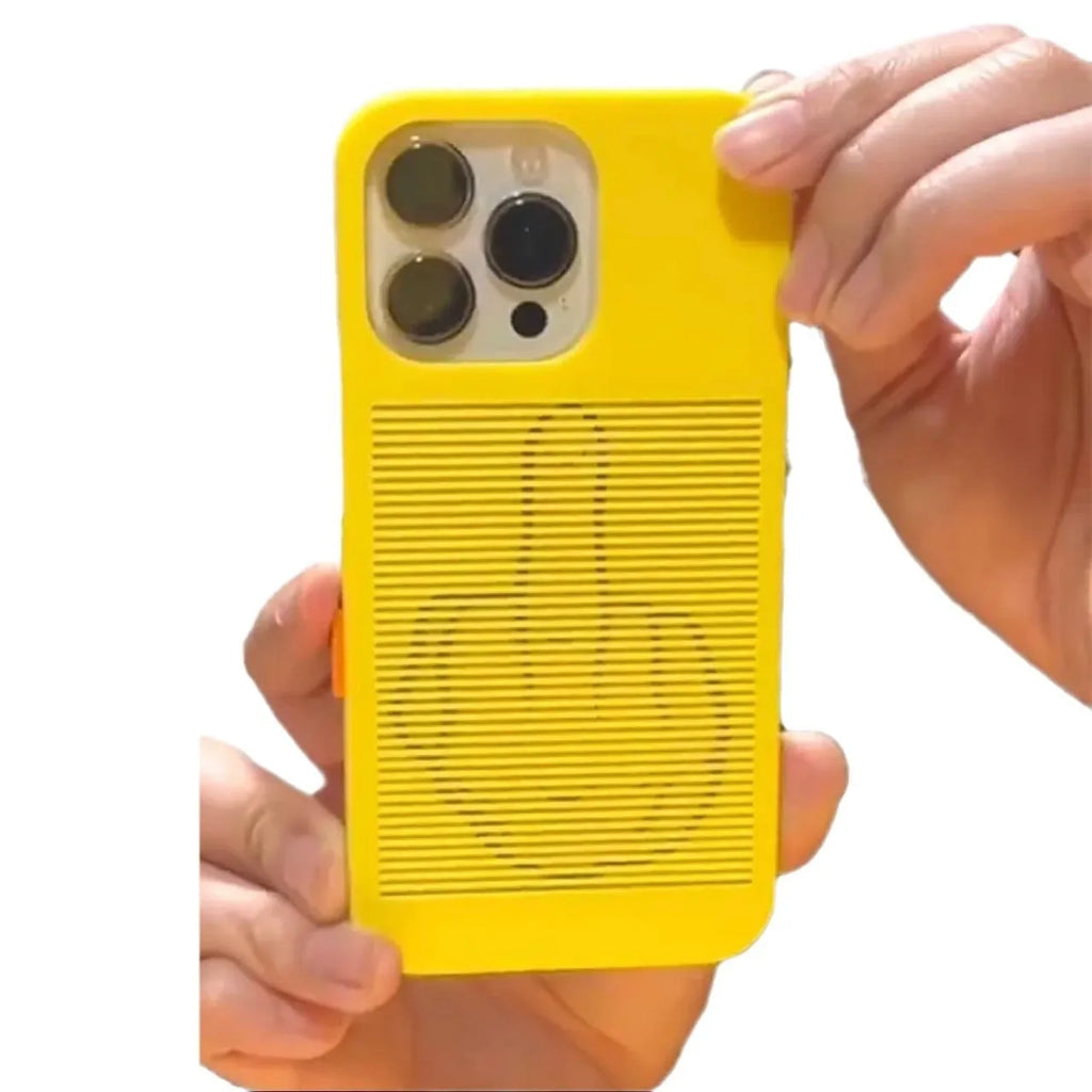 Frosted hard phone case for iPhone with international gesture print and yellow accent