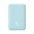 Magnetic wireless fast charging power bank in black, white, blue, pink, or purple with silicone non-slip shell.