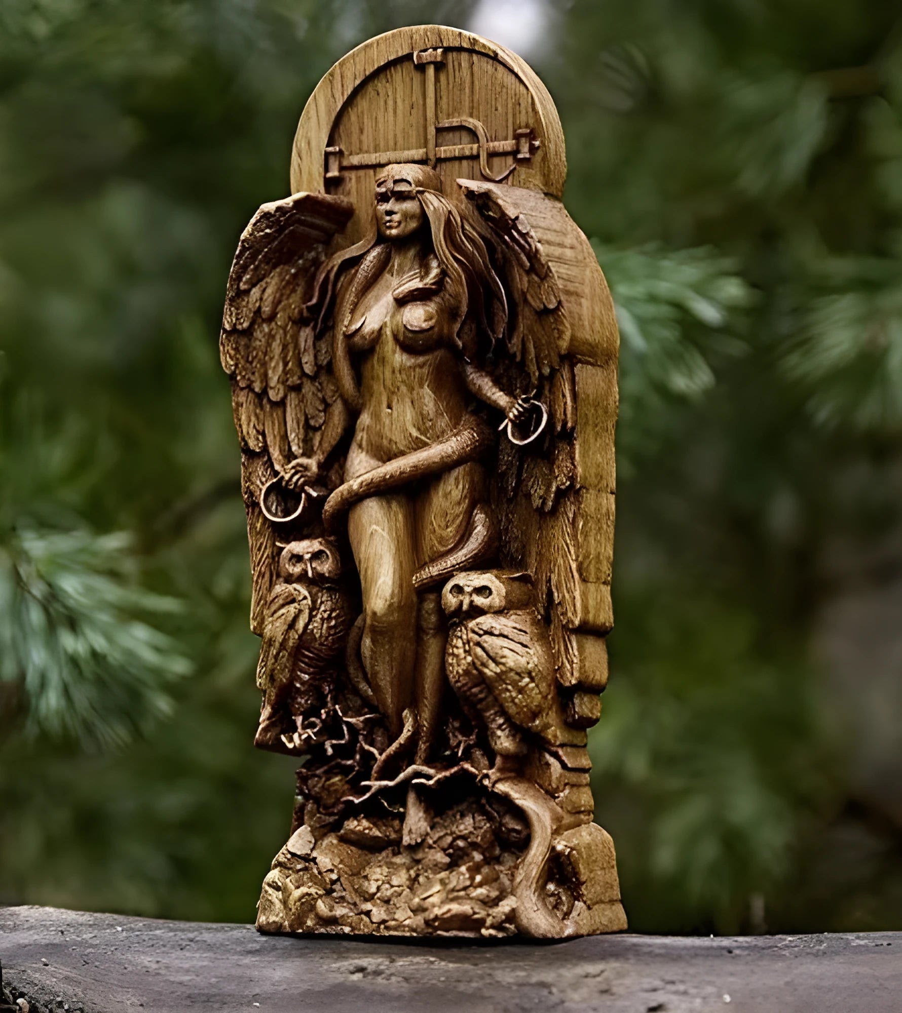 Detailed synthetic resin Greek goddess statue for altar or garden, 22cm tall in three colour options.