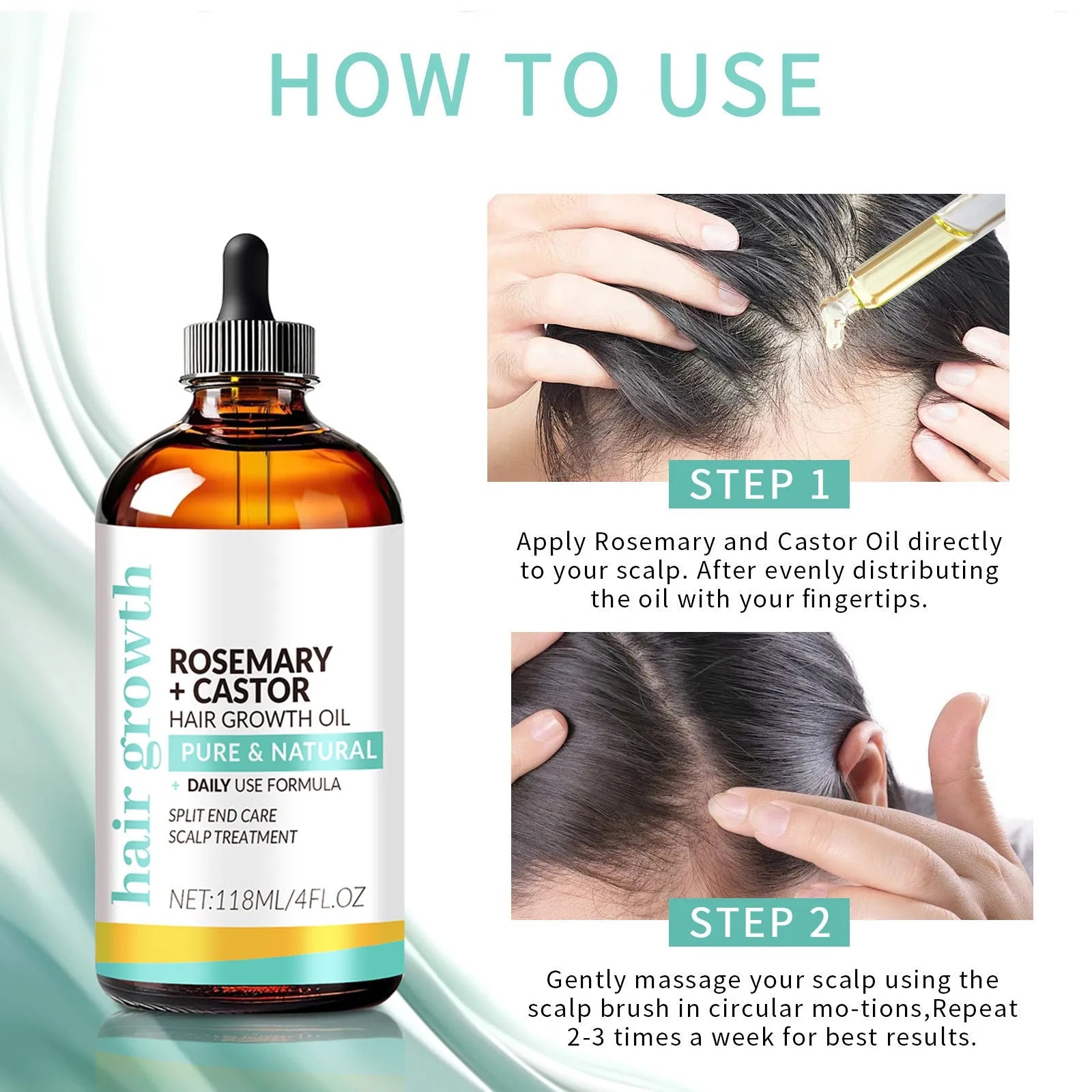 Hair treatment oil bottle 118ml with massage brush for dense long hair care