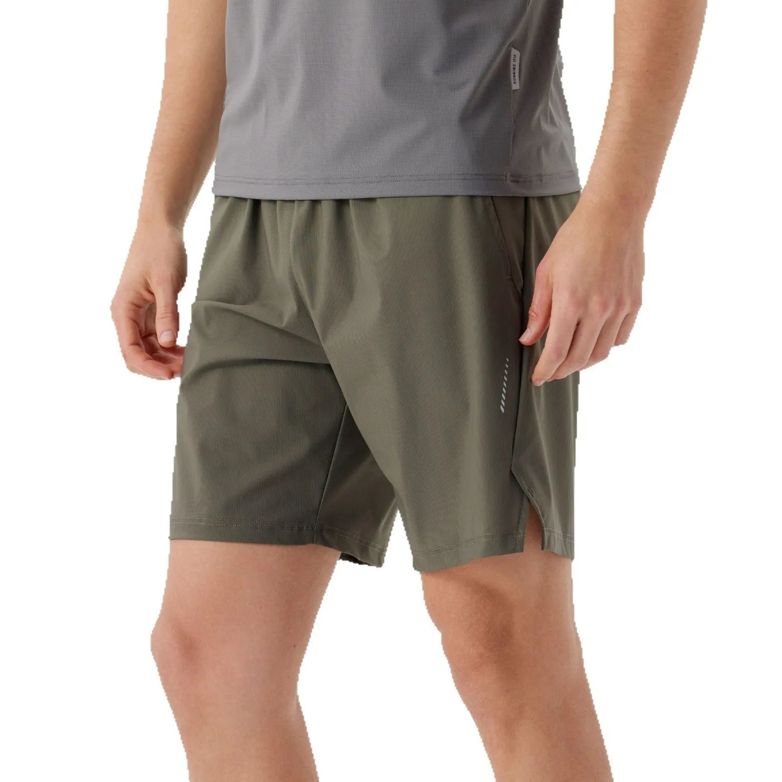 Man wearing black ice silk nylon sports shorts with mid waist and short length design
