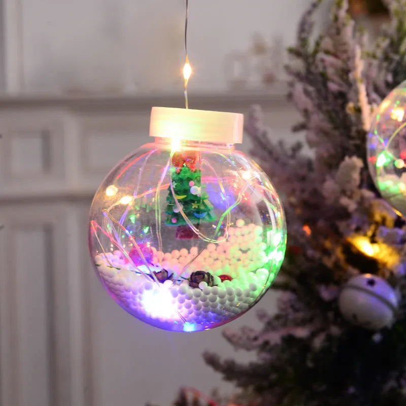10 LED Christmas curtain lights with fairy snowman wishing ball lamps for window decoration