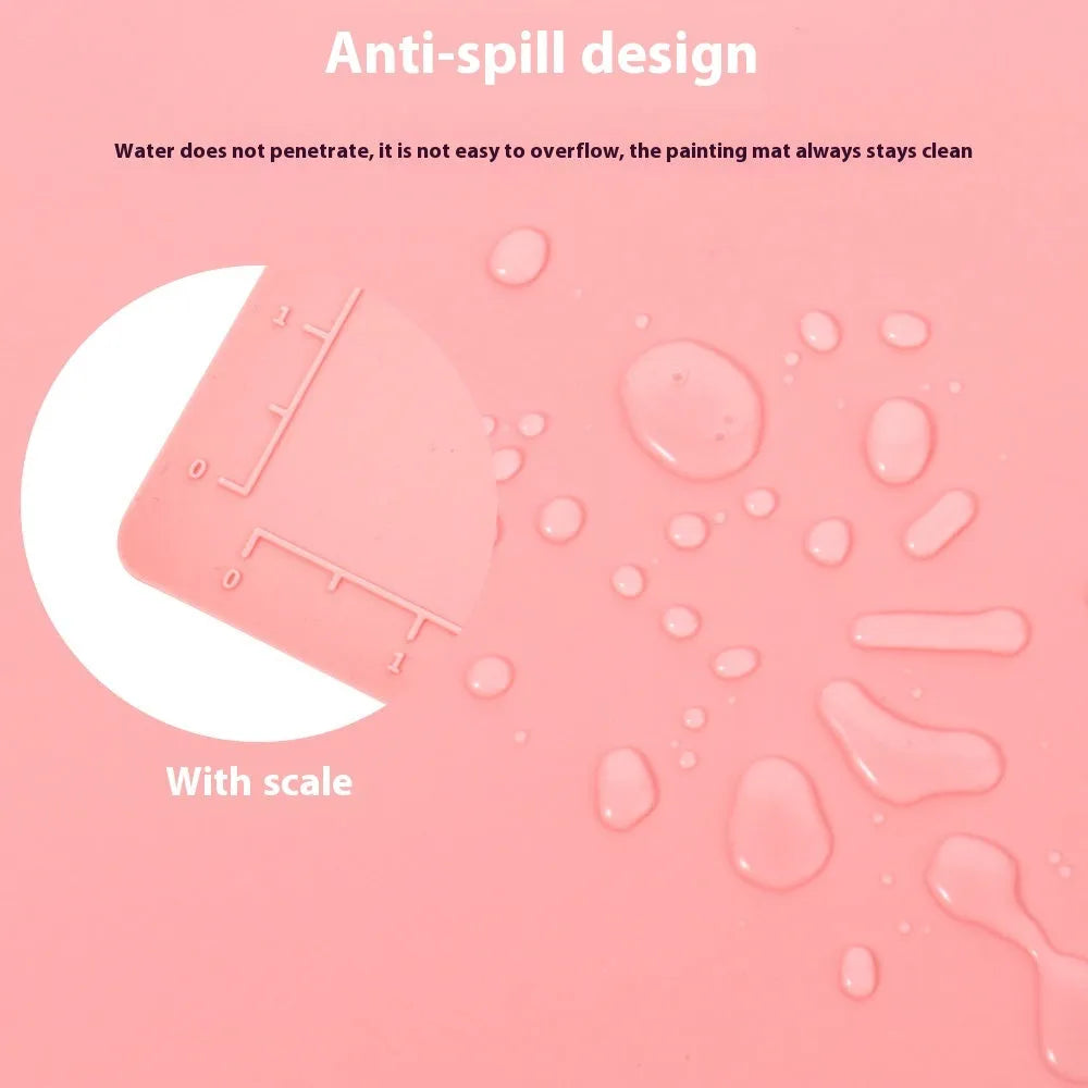 Silicone painting mat with optional double bowl design for watercolour and oil painting in various colours