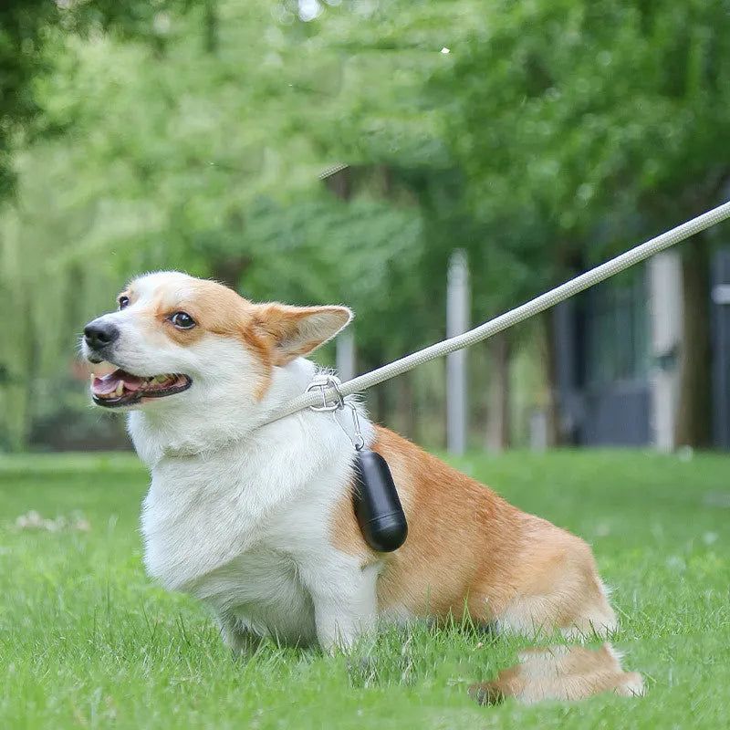 Degradable pet waste bag roll set with capsule dispenser, 15 pieces per roll, 35x22cm bags, for leash or harness