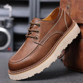 Men's black retro Martin low-top casual boots with round toe and rubber sole