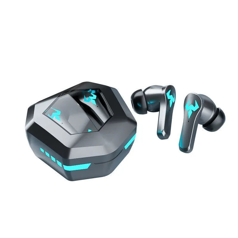 Black wireless Bluetooth noise-cancelling sports stereo gaming headset with in-ear design