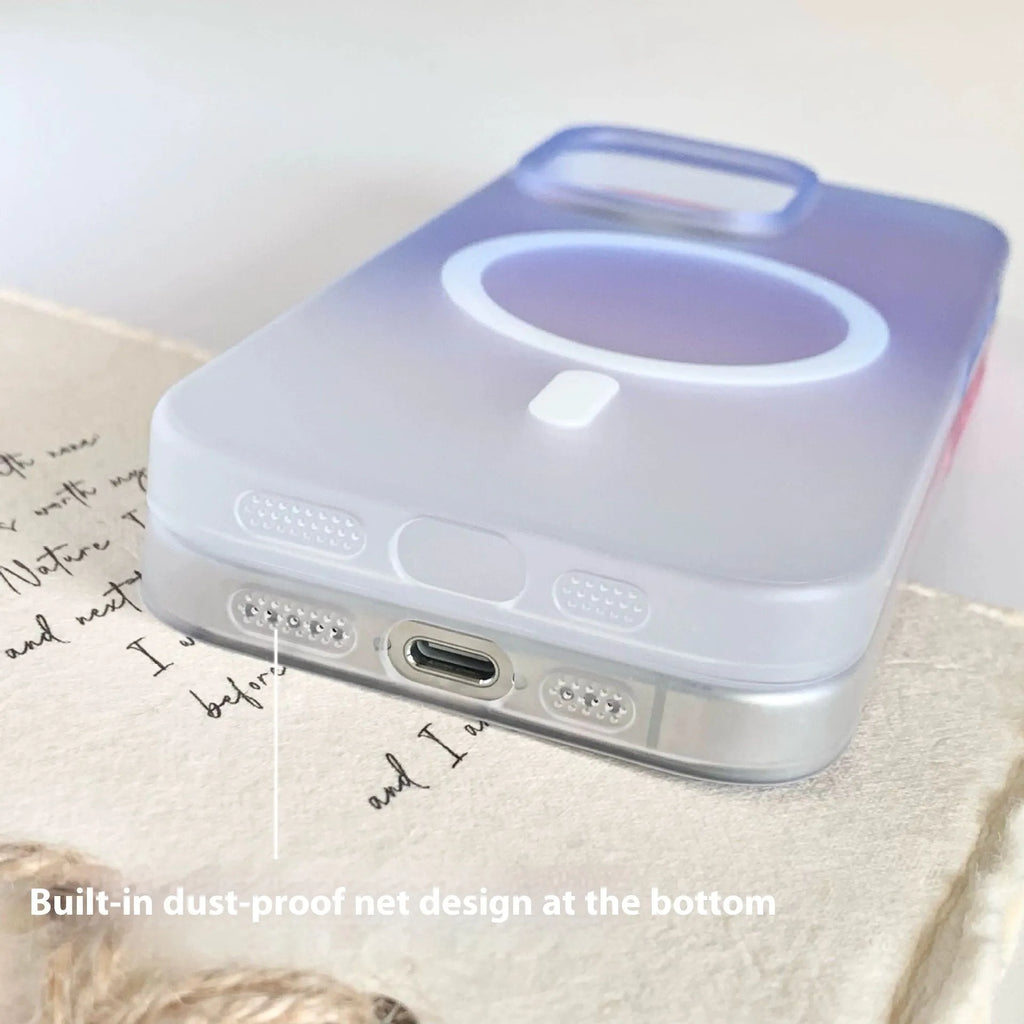 Gradient frosted magnetic suction phone case for iPhone with ultra-thin PC construction