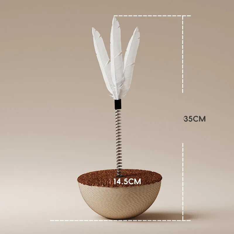 Auto-balancing cat interactive feeder toy with spring toys for slow feeding