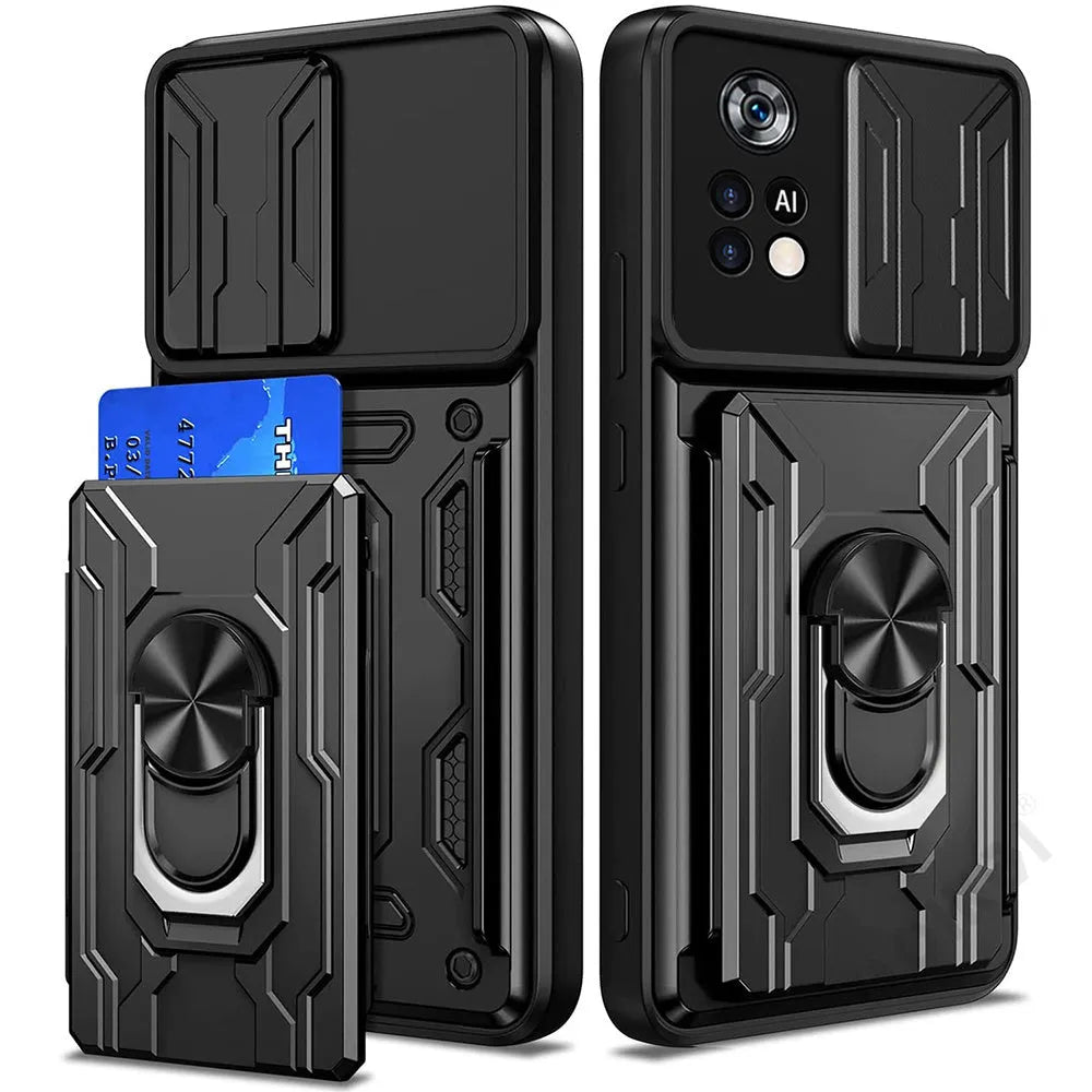 Xiaomi Redmi multi-function card phone case in royal blue, TPU PC slim back cover with card slot