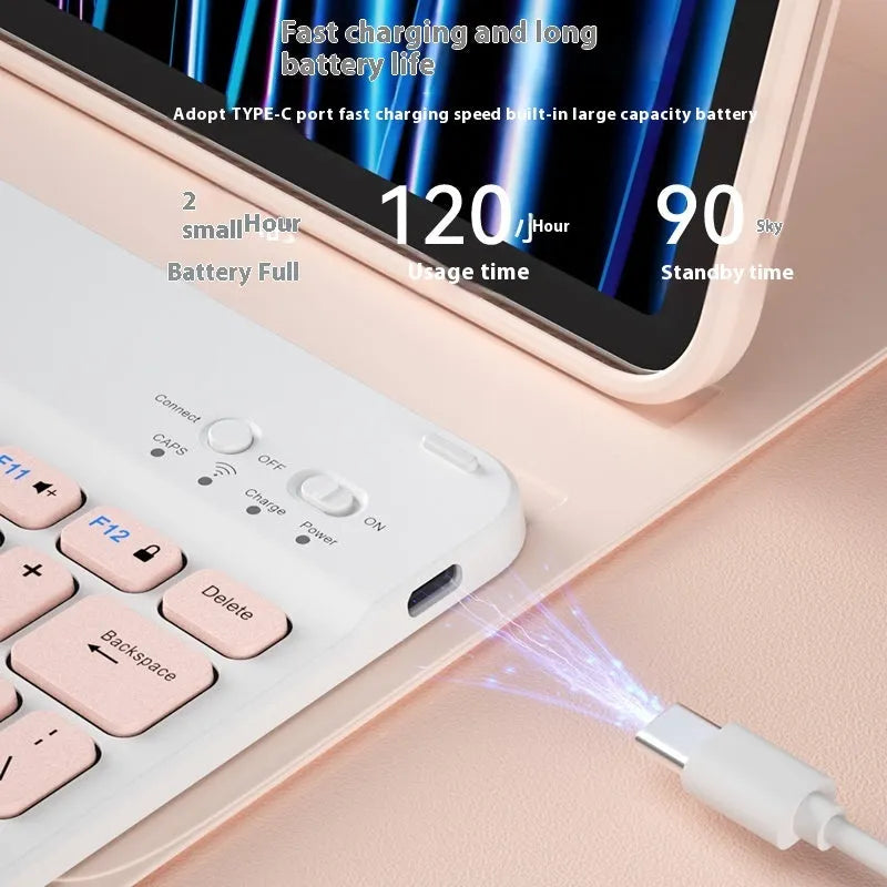 Slim Bluetooth wireless keyboard for tablets in Elegant White colour with USB charging cable