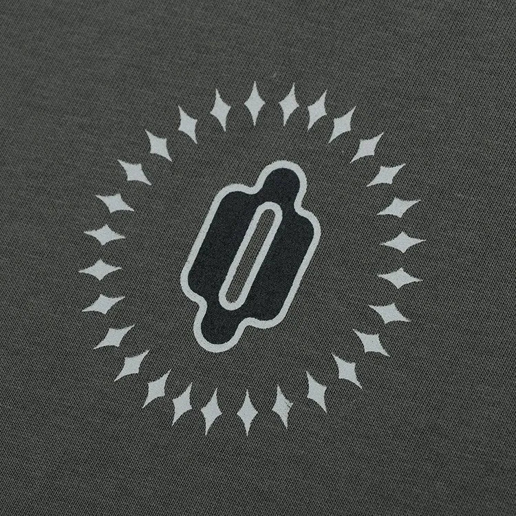 Men's grey khaki cotton pullover sweatshirt with drop-shoulder sleeves and a letter pattern